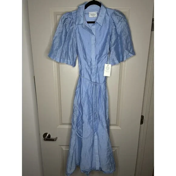 Tuckernuck NWT Hyacinth House Powder Blue Cindy Midi Dress Size XS - Picture 3 of 11
